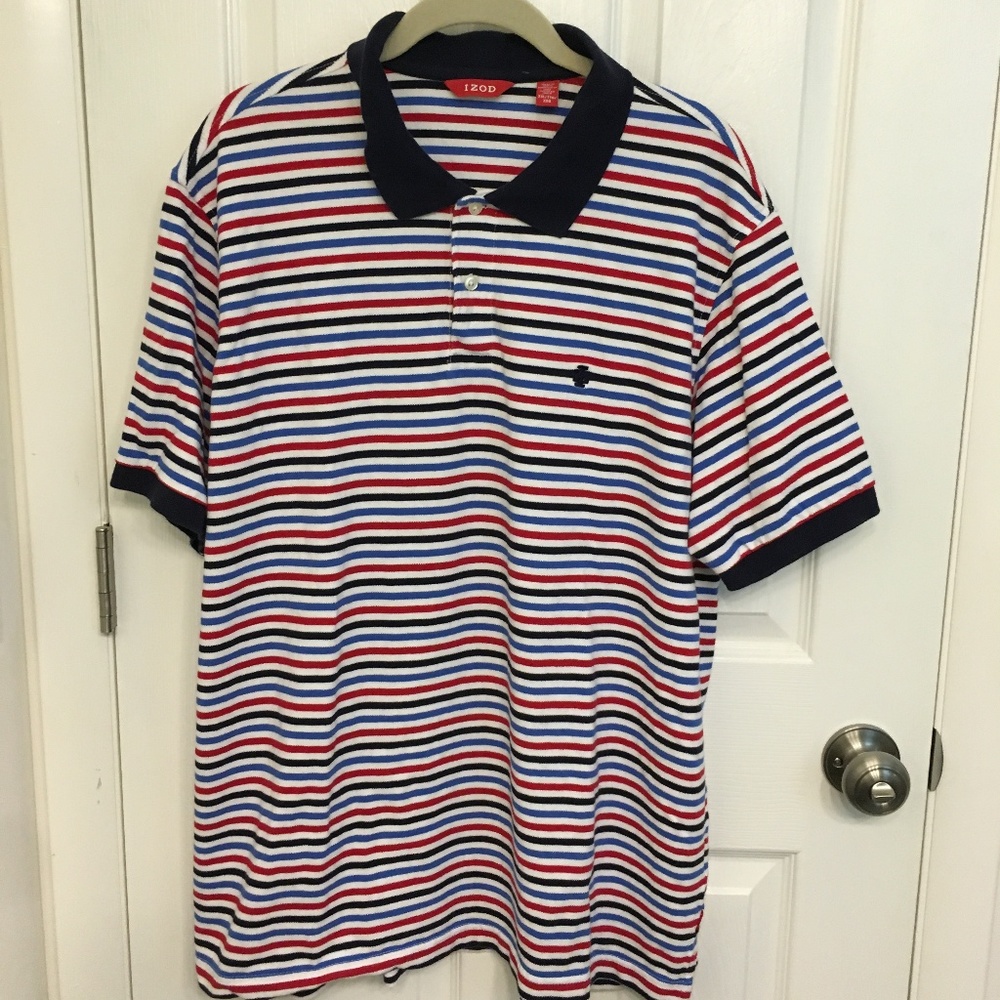 Izod XXL blue/red striped polo